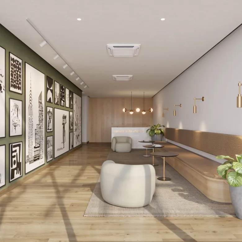 Hall d’entrée de la résidence Venire Villa Morra, à Asunción, Paraguay.