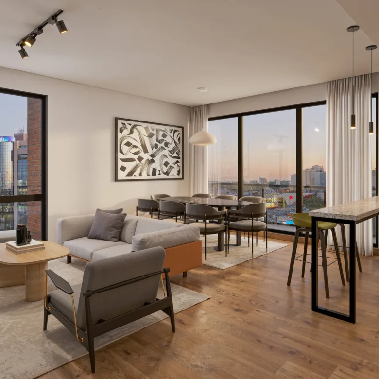 Séjour d’un appartement 2 chambres de Venire Villa Morra, à Asunción, Paraguay.