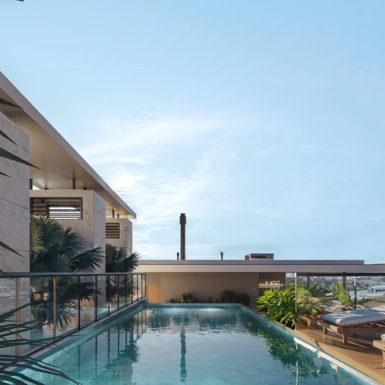 Piscine de la résidence Ventura Ykua Sati, à Asunción, Paraguay.