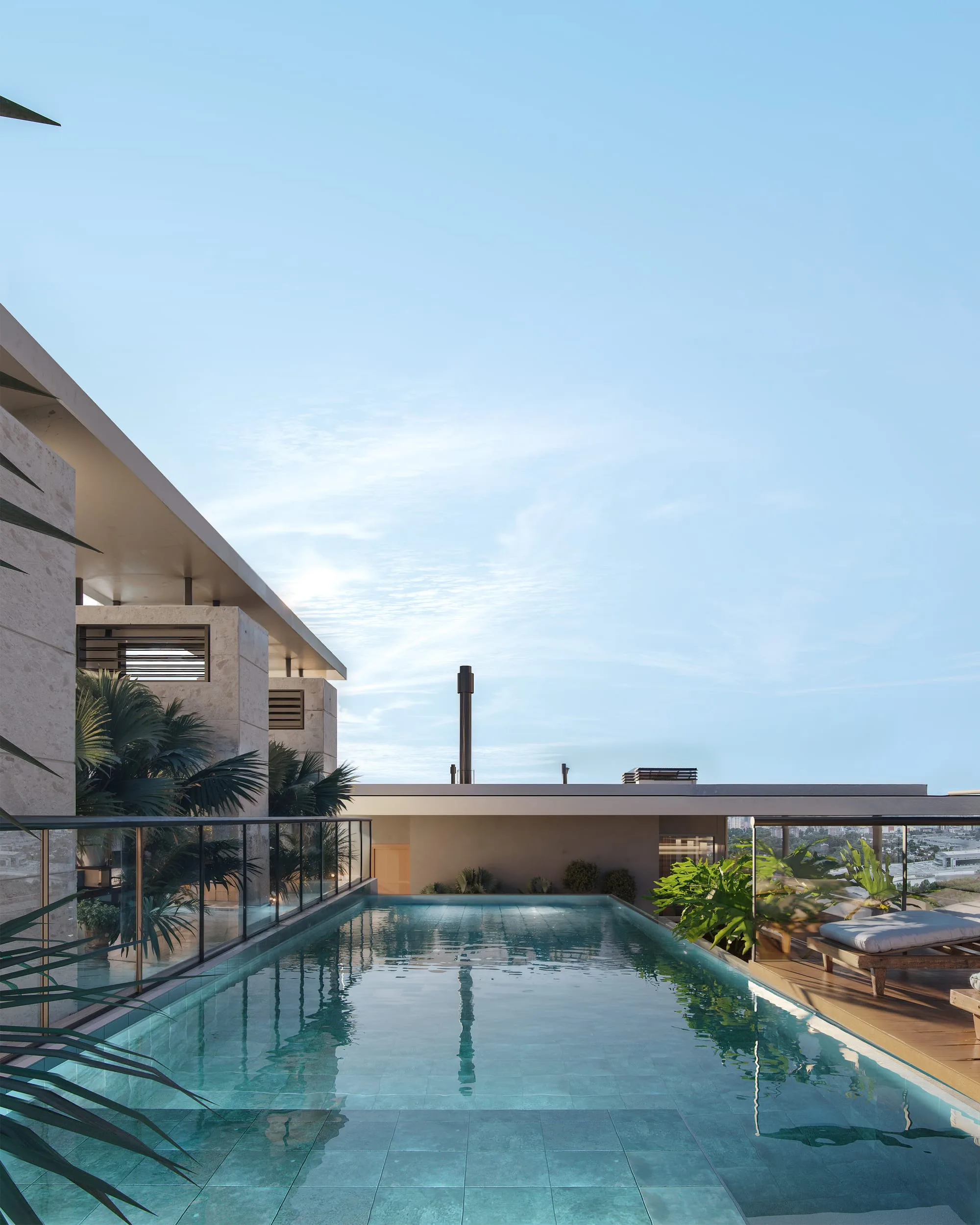 Piscine de la résidence Ventura Ykua Sati, à Asunción, Paraguay.