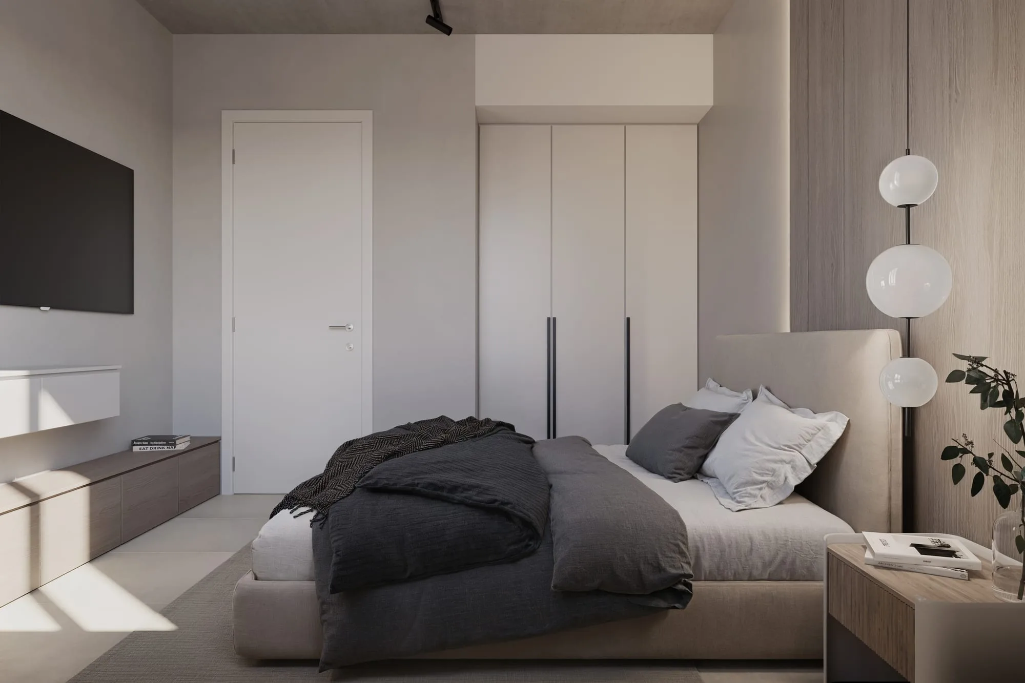 Chambre principale d’un appartement de Ventura Ykua Sati, à Asunción, Paraguay.