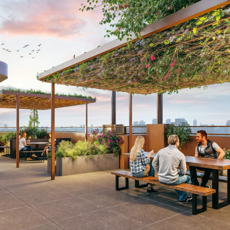 Rendu d’Invicta Mariscal à Asunción, Paraguay : terrasse en toiture.