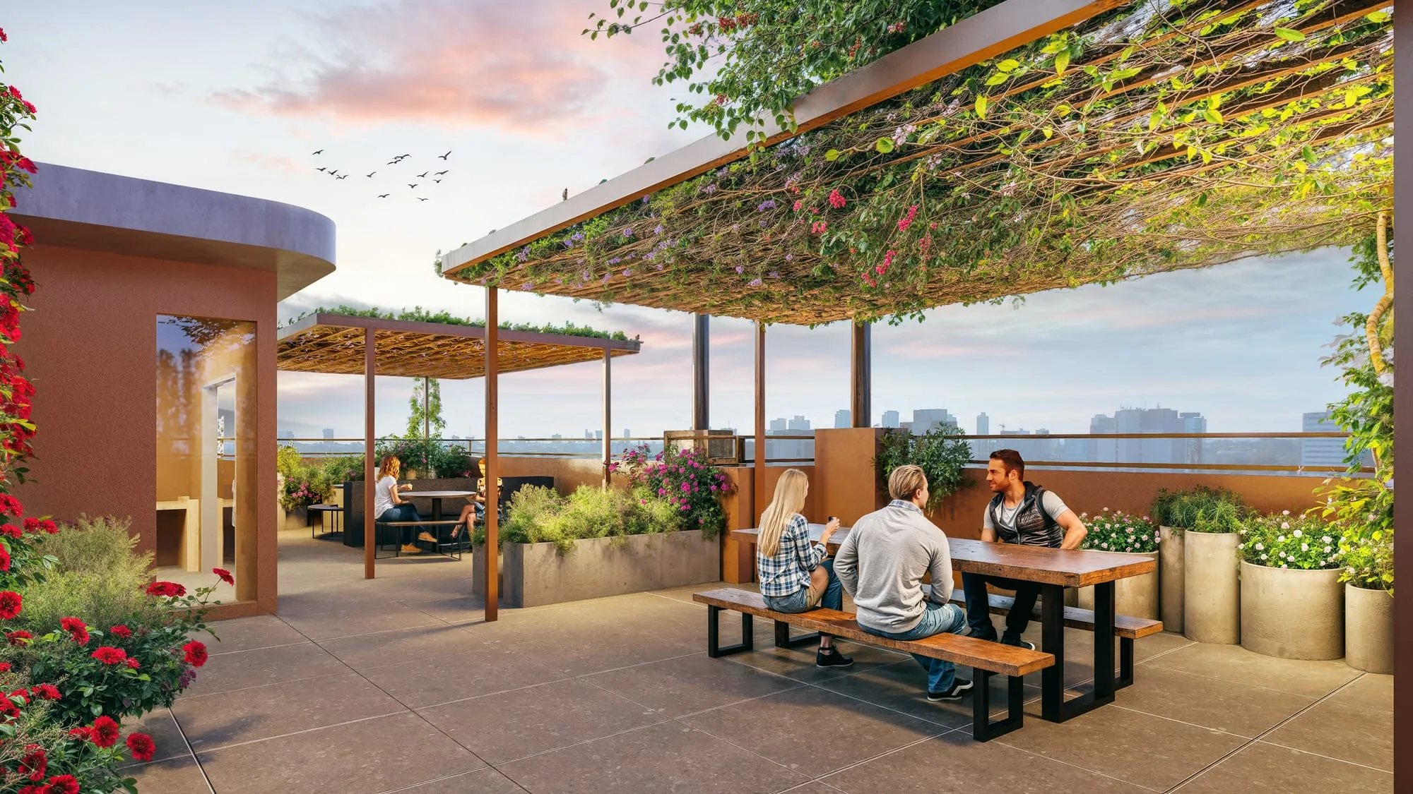 Rendu d’Invicta Mariscal à Asunción, Paraguay : terrasse en toiture.