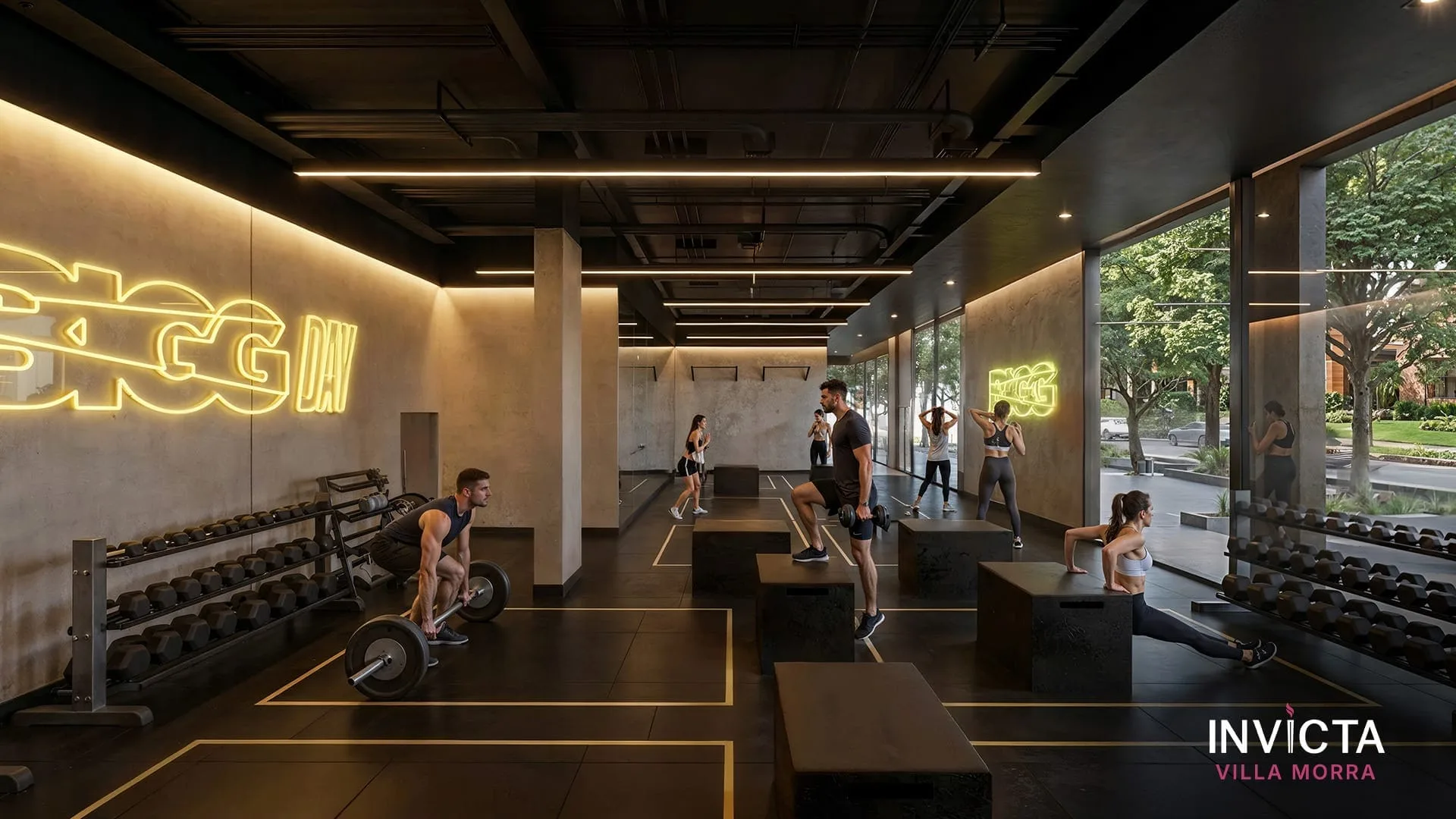 Rendu d’Invicta Villa Morra à Asunción, Paraguay : fitness hub.