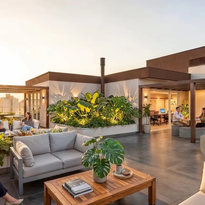 Rendu d’Invicta Villa Morra à Asunción, Paraguay : garden office en toiture.