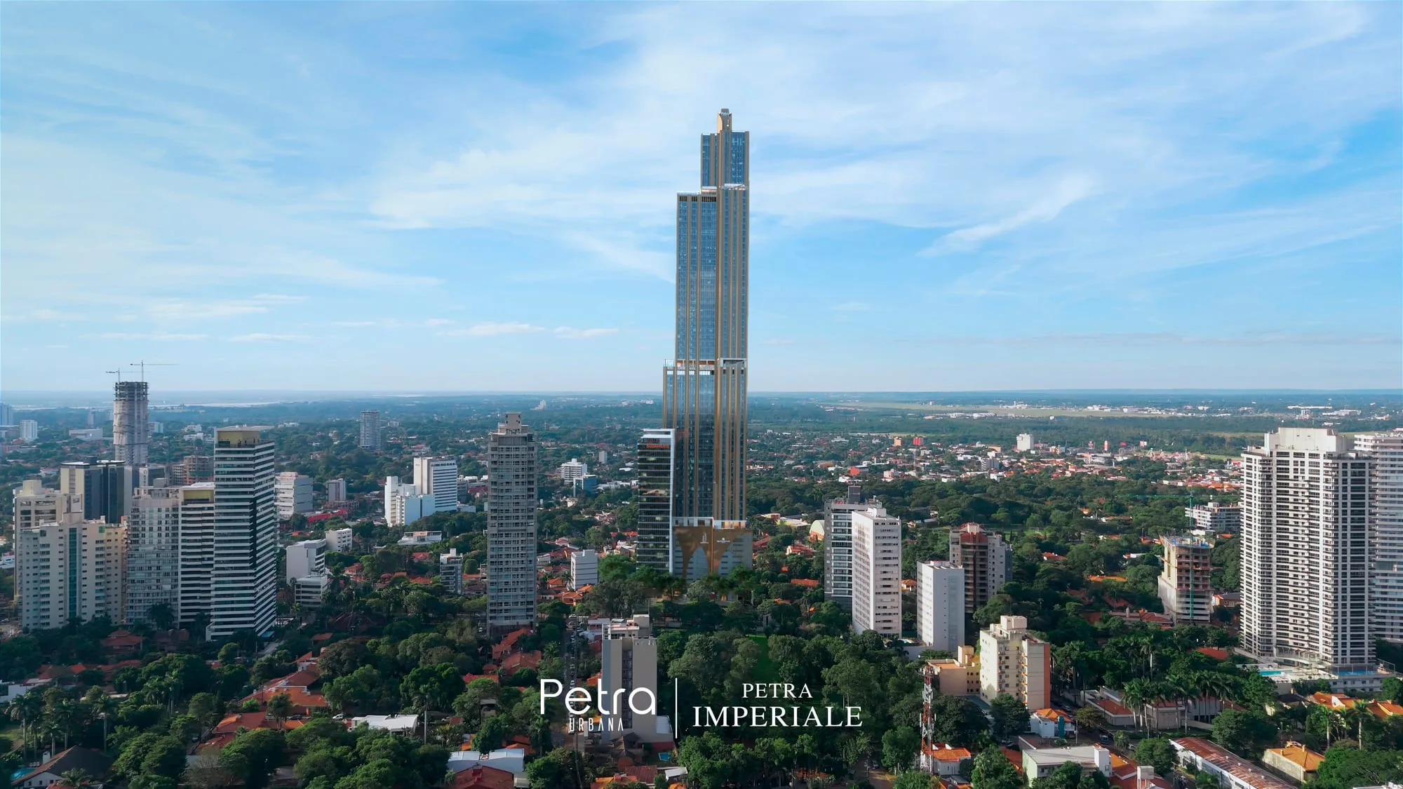 Rendering of Petra Imperiale in Asunción, Paraguay: the tower in the city.