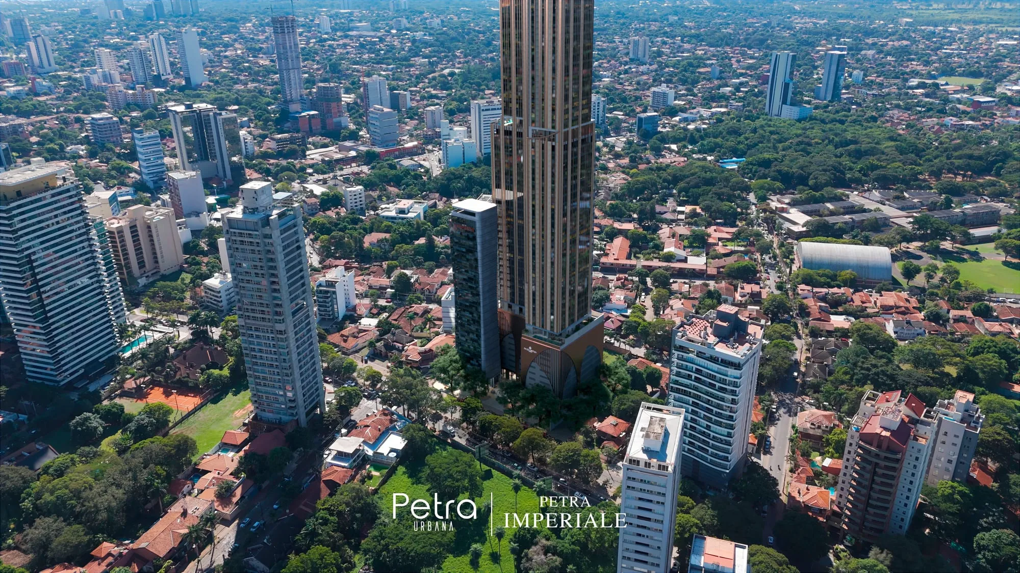 Rendu de Petra Imperiale à Asunción, Paraguay : vue aérienne.
