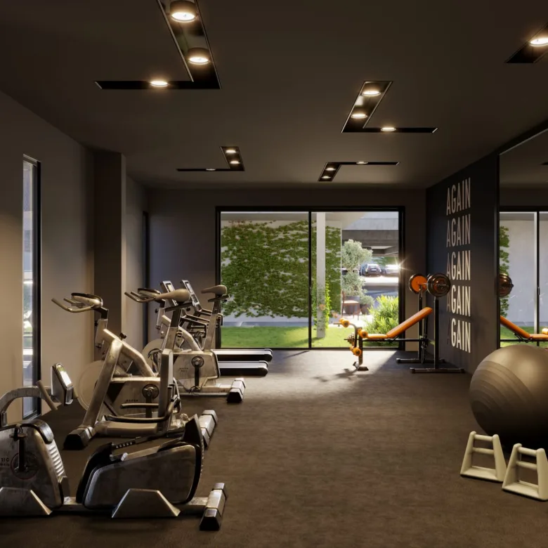 Salle de sport de la résidence Urban Cumbres, à Luque, Paraguay.