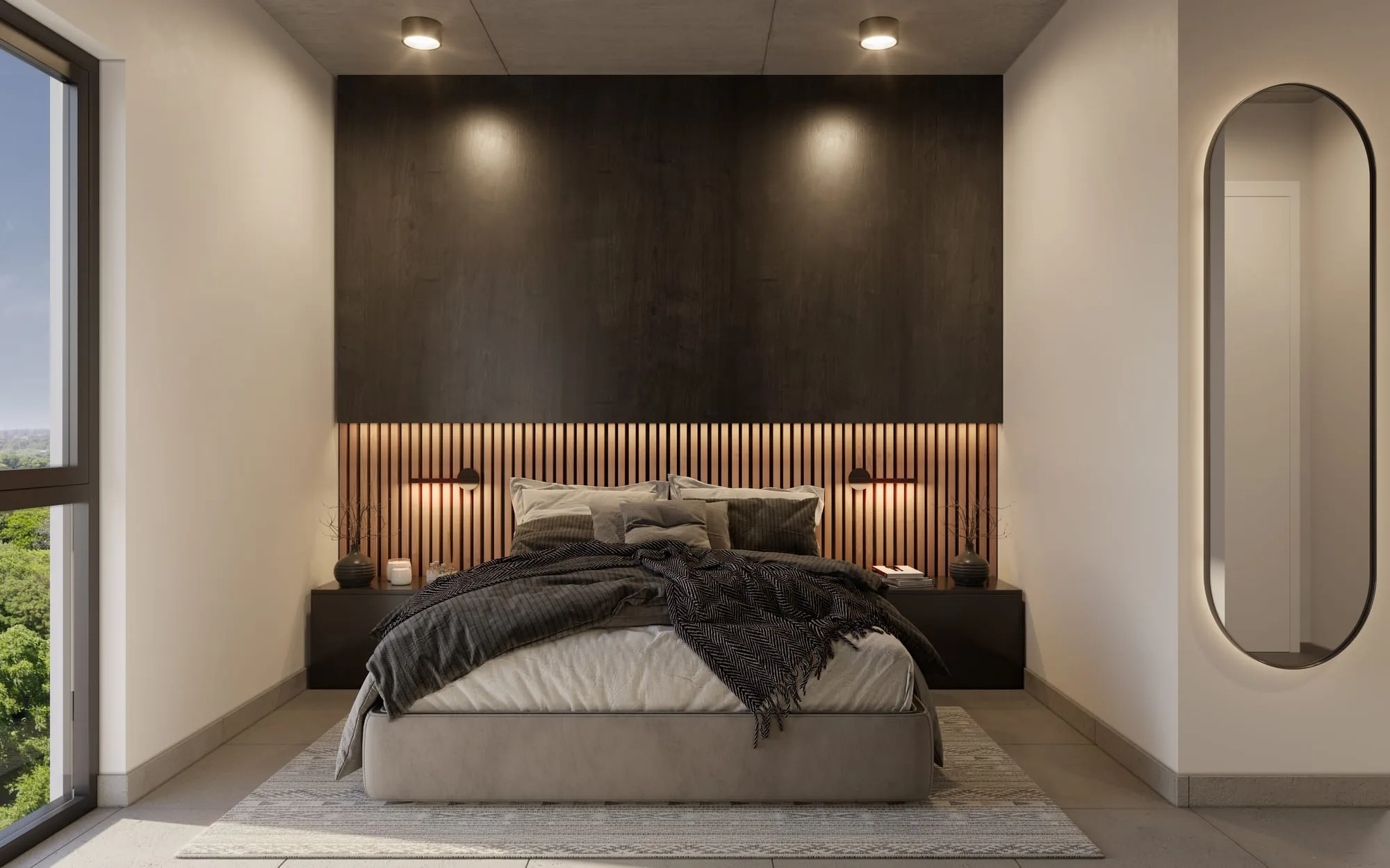 Chambre principale d’un appartement d’Urban Cumbres, à Luque, Paraguay.