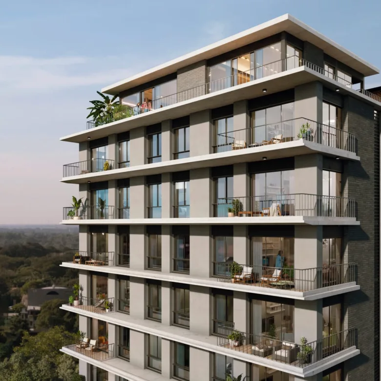 Vue aérienne de la résidence Urban Mburucuyá, à Asunción, Paraguay.