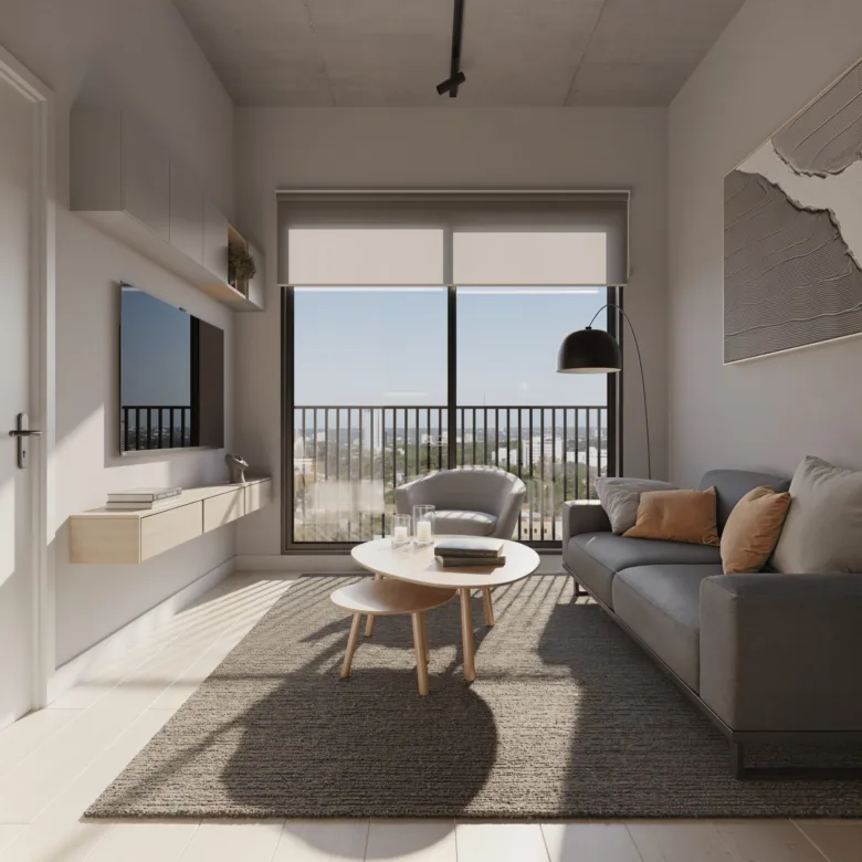 Séjour d’un appartement de la résidence Urban Mburucuyá, à Asunción, Paraguay.