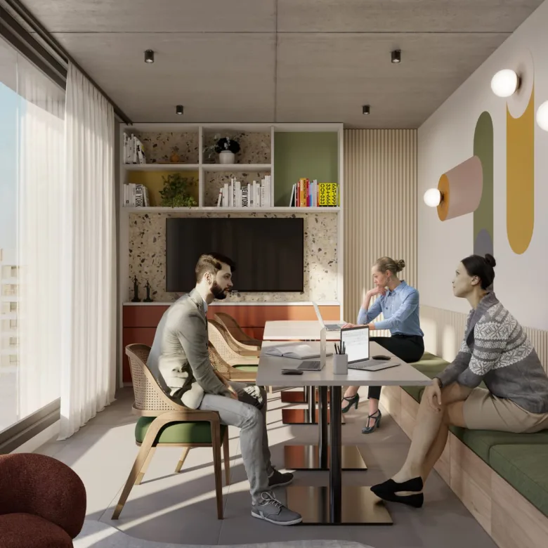 Espace de coworking de la résidence Urban Santa Teresa, à Asunción, Paraguay.
