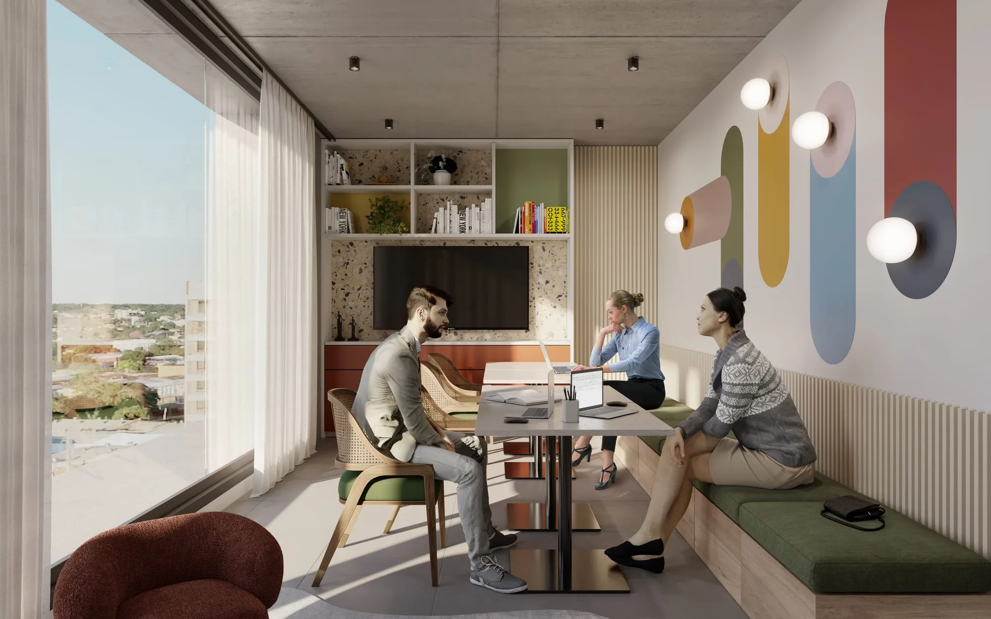 Espace de coworking de la résidence Urban Santa Teresa, à Asunción, Paraguay.