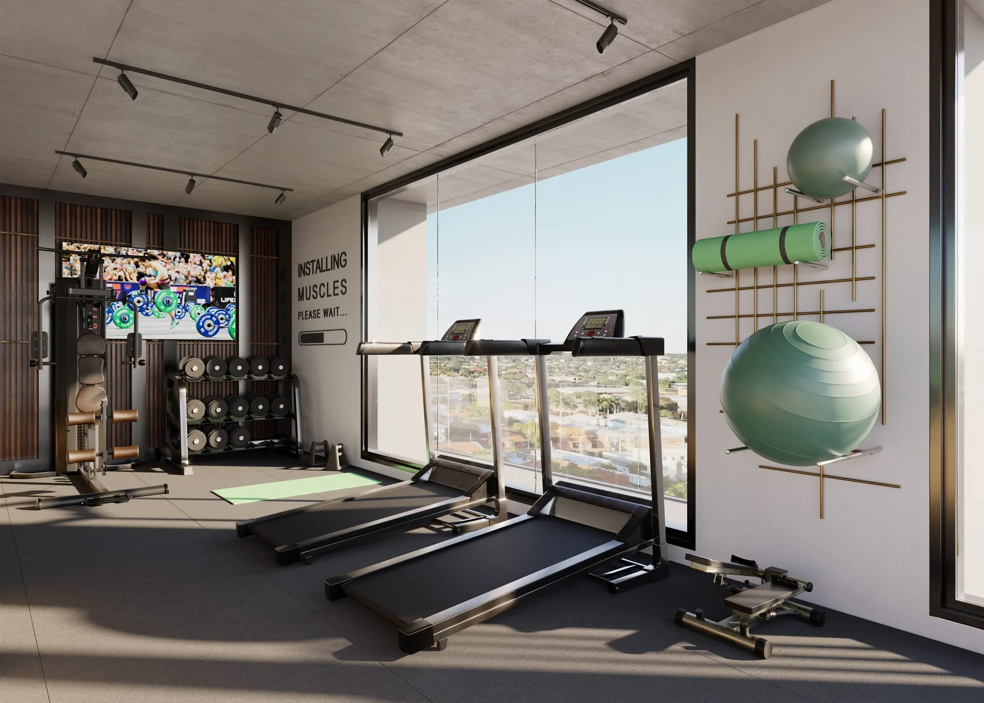 Salle de sport de la résidence Urban Santa Teresa, à Asunción, Paraguay.