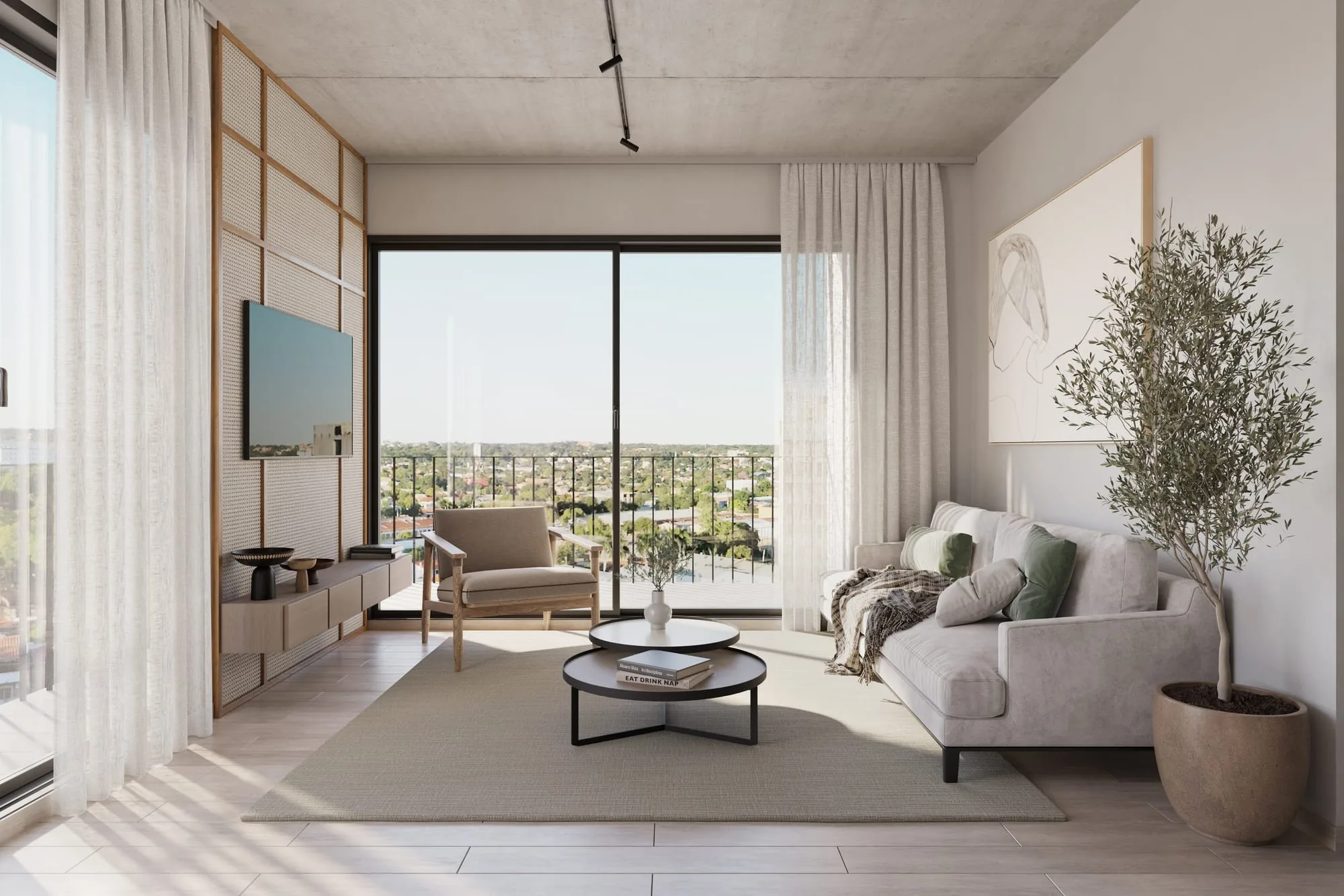 Séjour d’un appartement de la résidence Urban Santa Teresa, à Asunción, Paraguay.