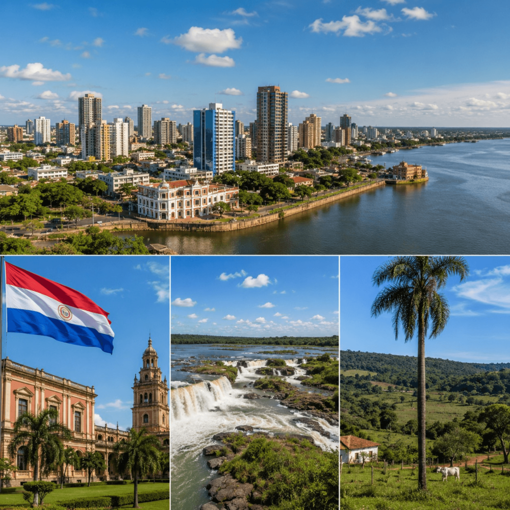 Montage photo du Paraguay avec vue sur Asunción